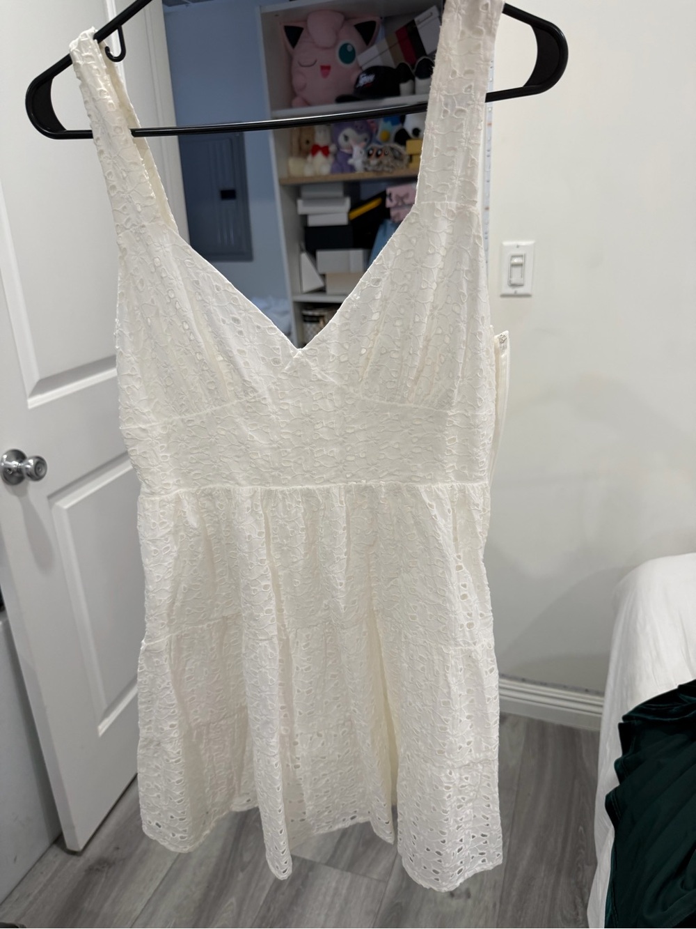 ASOS White Eyelet V-Neck Sleeveless Mini Dress